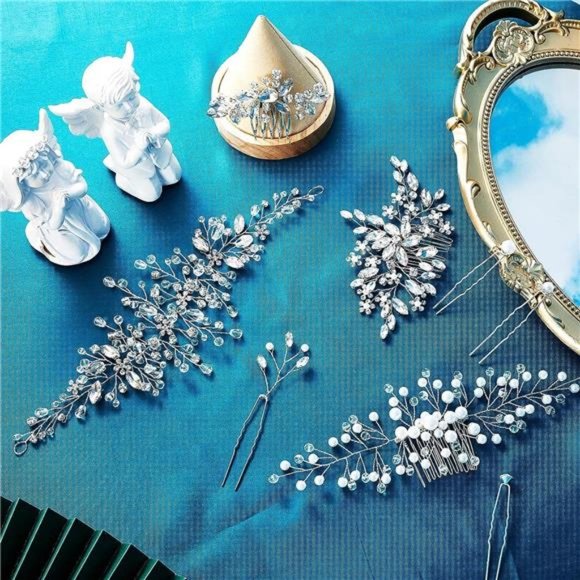 44 Pieces Wedding Hair Comb Faux Pearl Crystal Bride Hair Accessories Hair Side main image 6